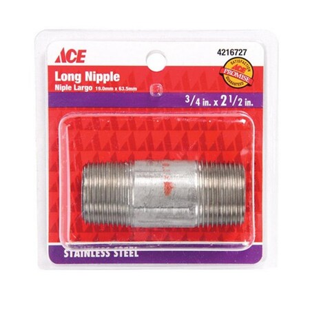 Smith-Cooper S8344NI006024CS 0.75 x 2.5 in. Stainless Nipple 4216727